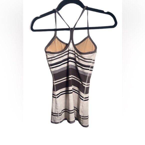 Lululemon Power Y black and white strpe yoga athletic Stretch Lightweight tank 2 - Picture 3 of 3